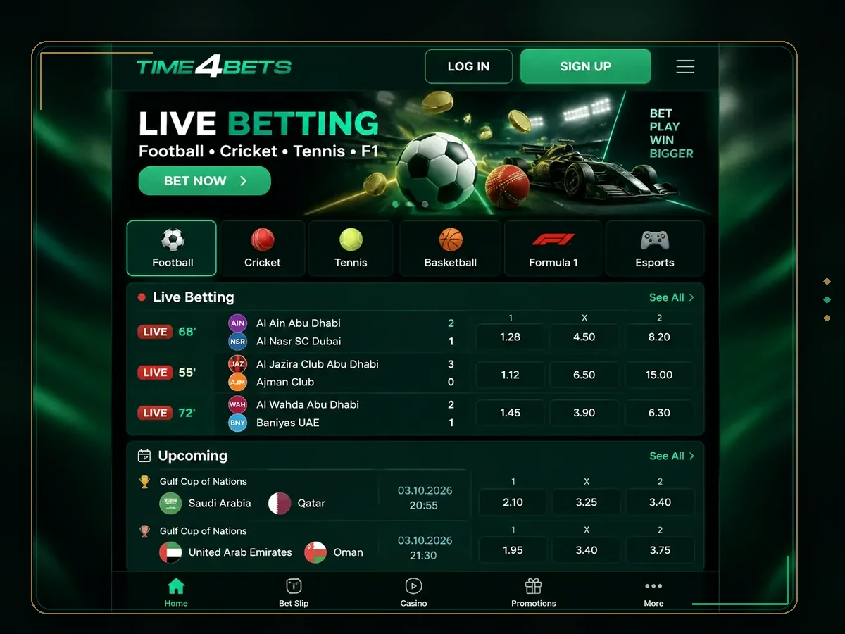 Time4Bets mobile sports and casino features on Android