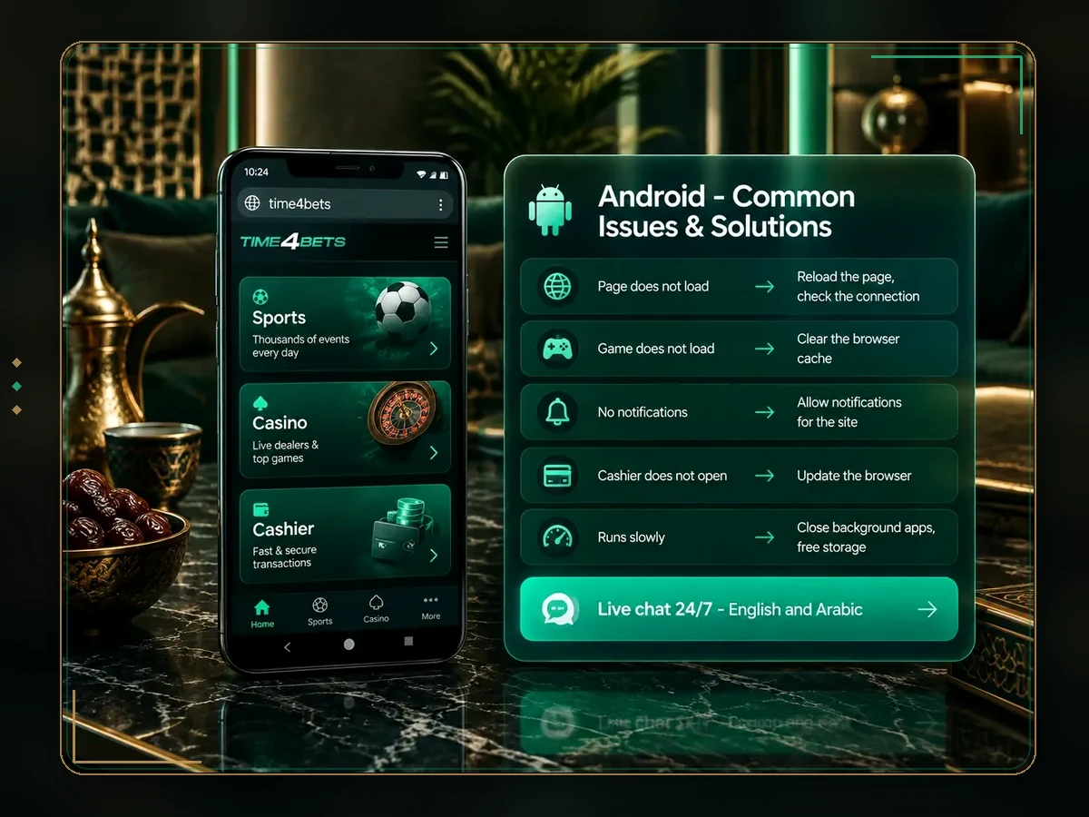 Android support and troubleshooting for casino access