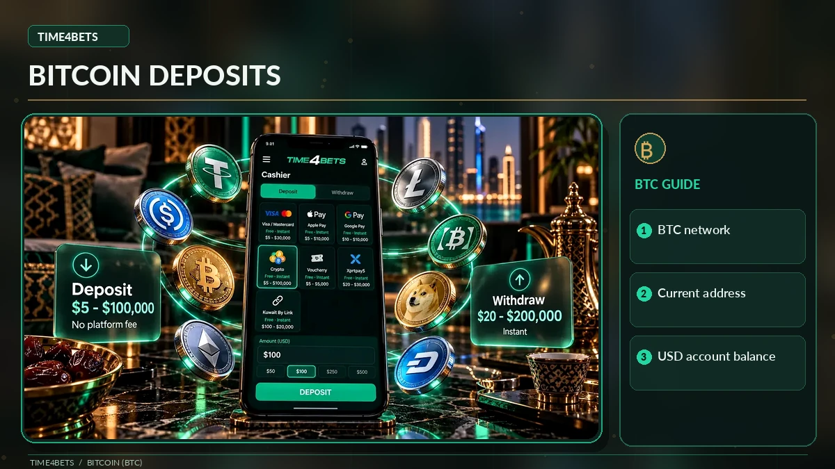 Deposit BTC using the current cashier address