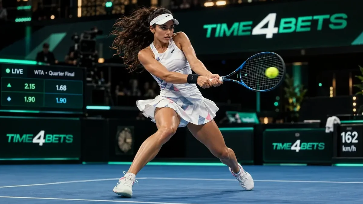 Tennis player returning a ball in a Dubai tournament match