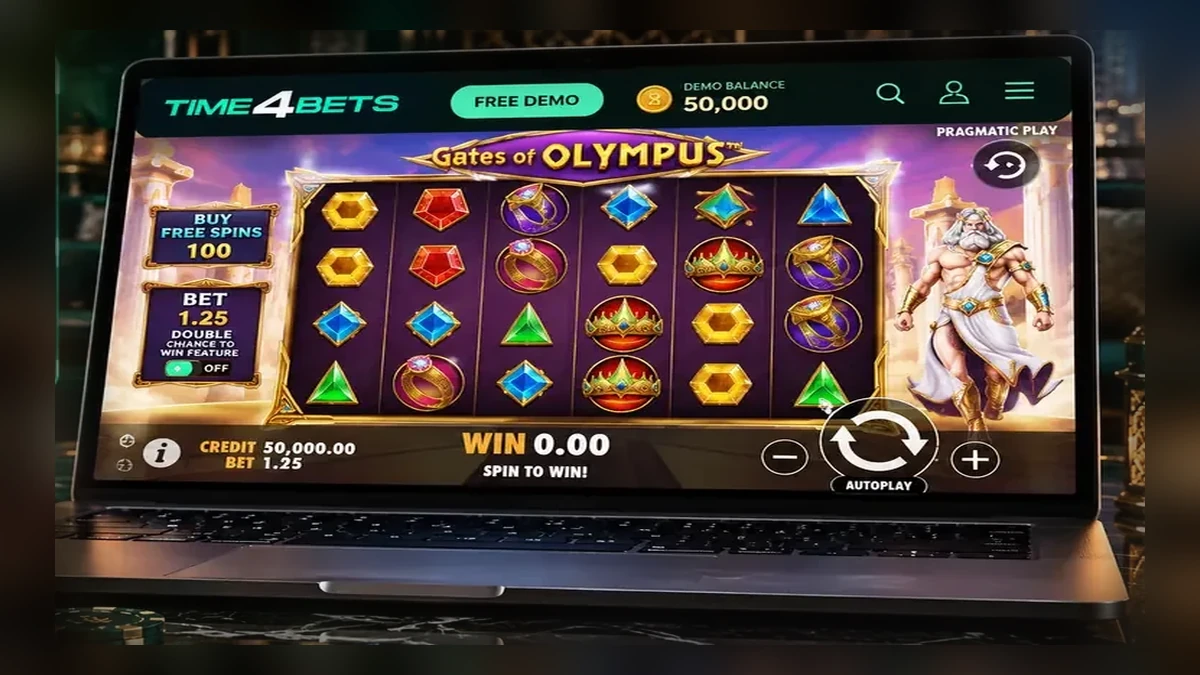 Gates of Olympus demo on Time4Bets laptop