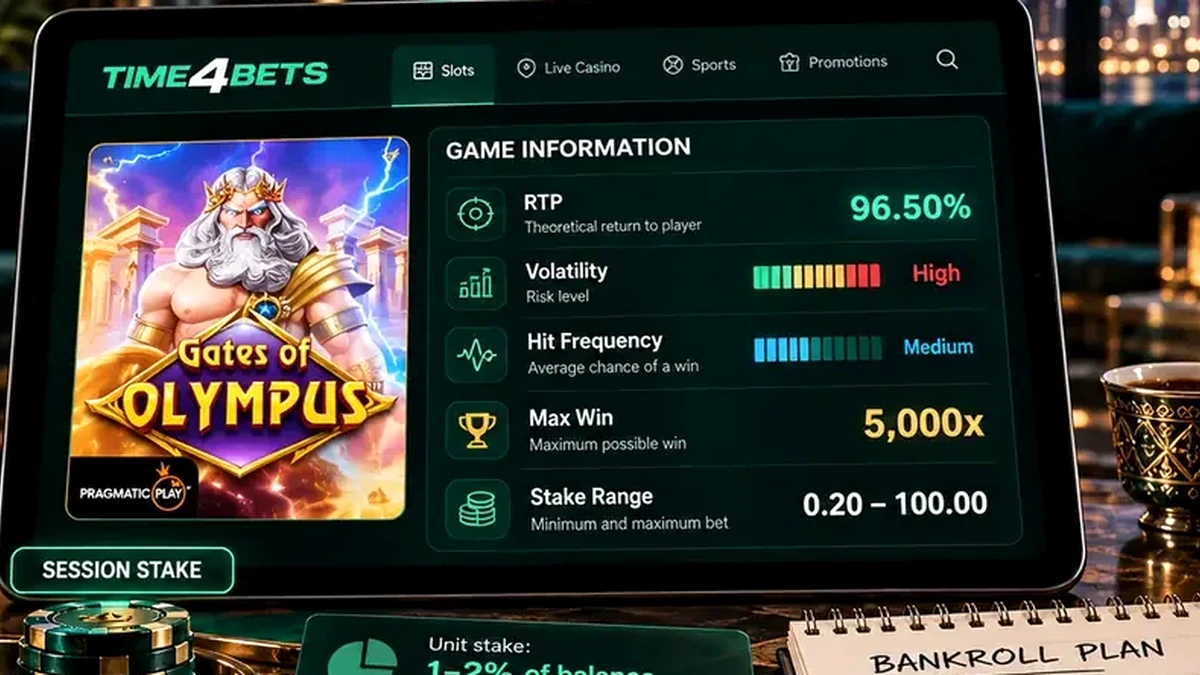 Gates of Olympus RTP and volatility on game information screen