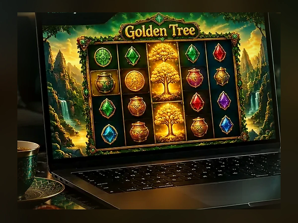 Golden Tree slot reels and casino setting