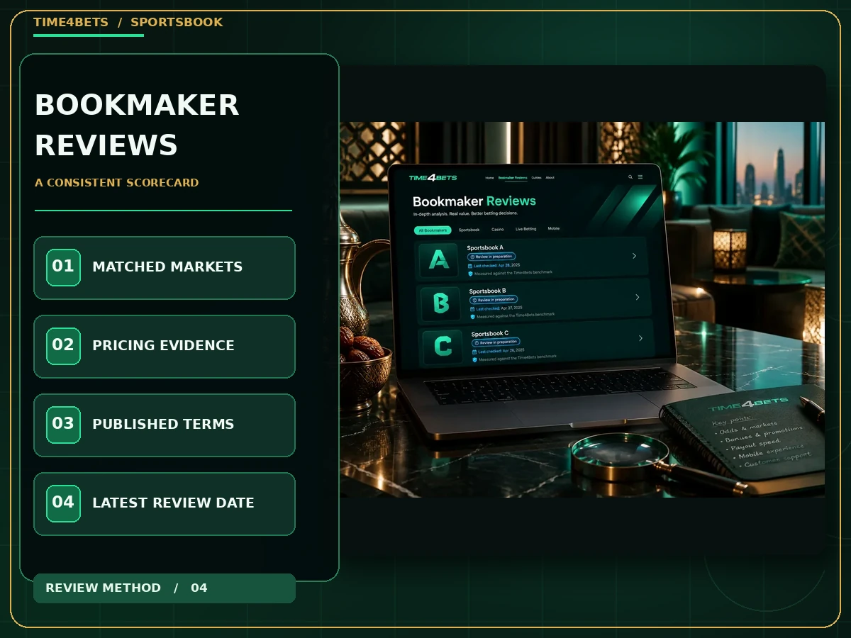Bookmaker review directory with comparable markets pricing and dated review criteria