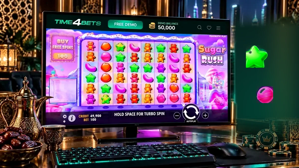 Sugar Rush demo mode and free virtual spins at Time4Bets