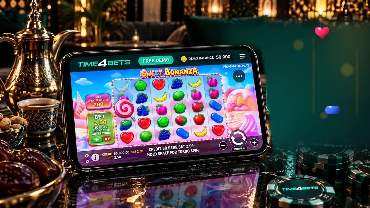 Sweet Bonanza demo casino gameplay on a tablet