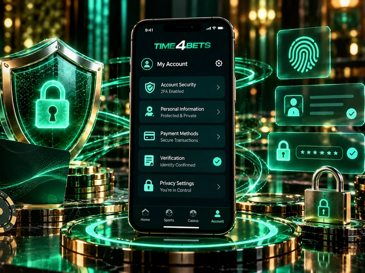 Time4Bets account protection and secure mobile login interface