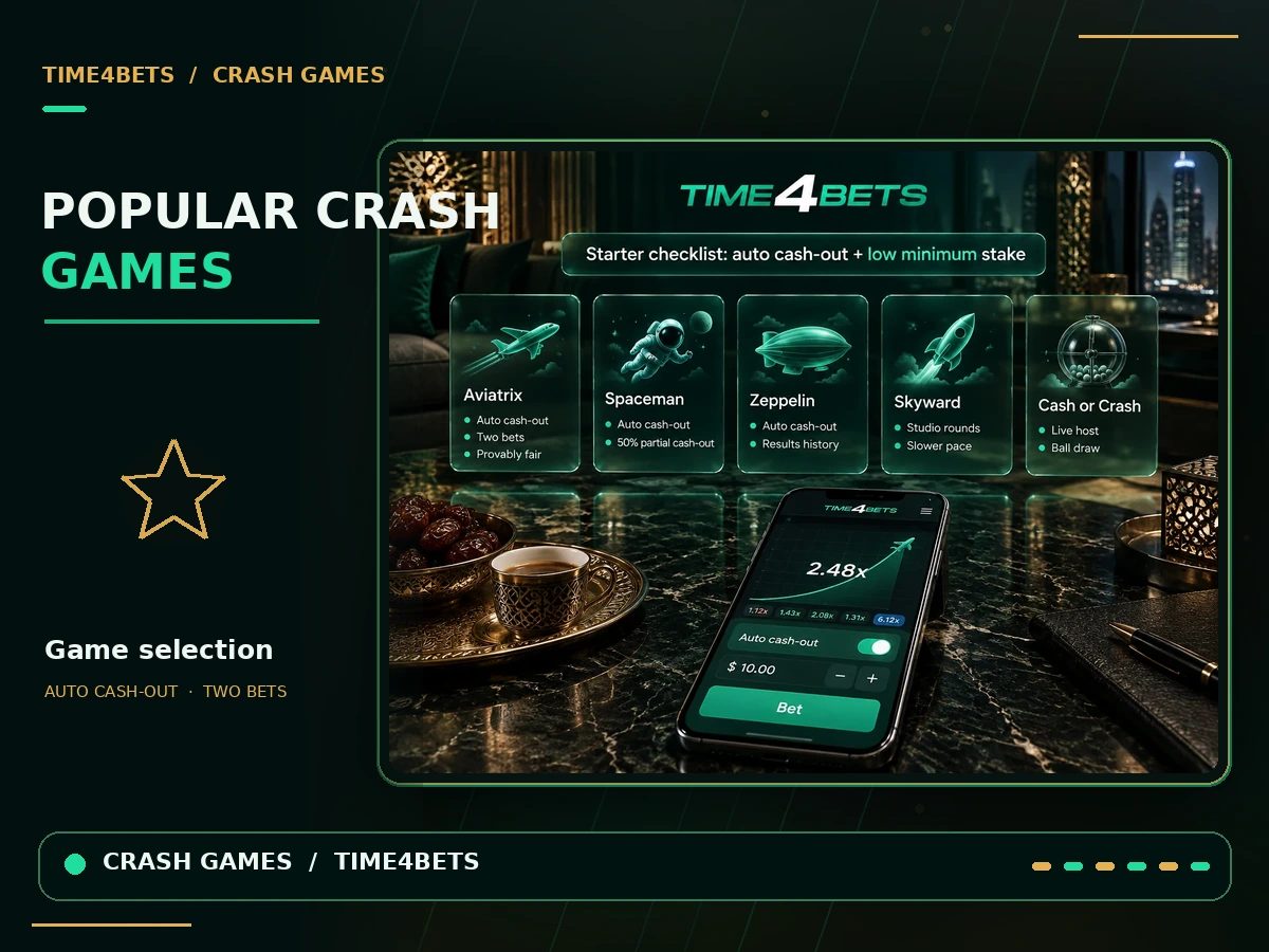 Time4Bets Aviatrix Spaceman and crash game selection