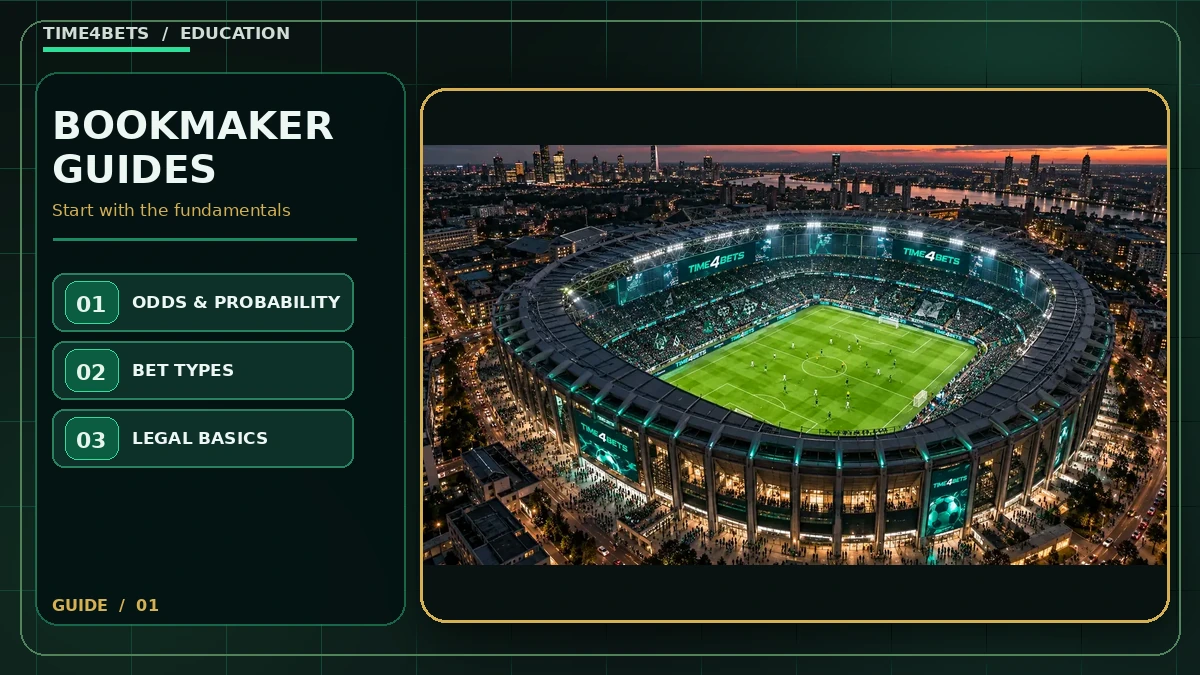 Bookmaker guide overview with sports betting odds, bet types and legal topics
