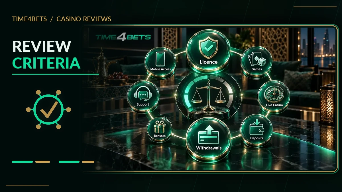 Casino review evaluation criteria for Time4Bets