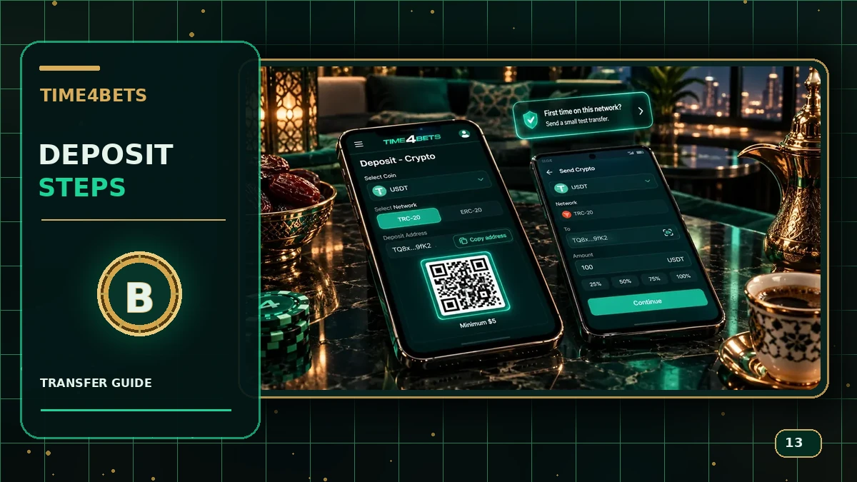 Time4Bets Crypto Deposit Process Walkthrough