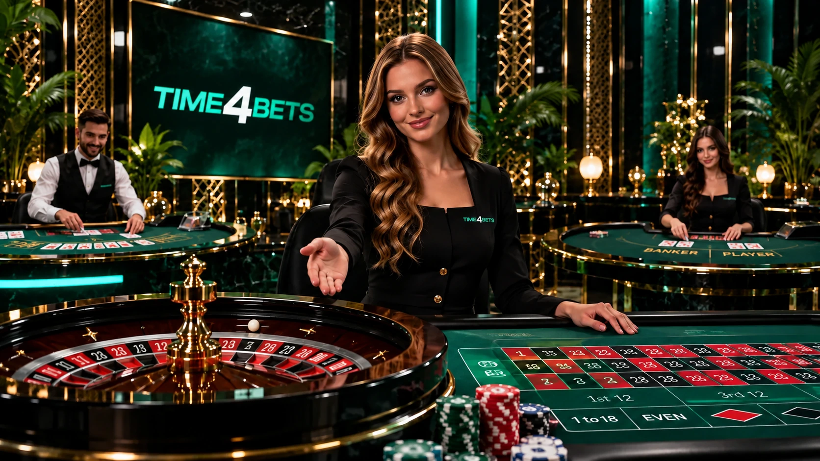 Crypto-funded balance used at a Time4Bets live casino roulette table