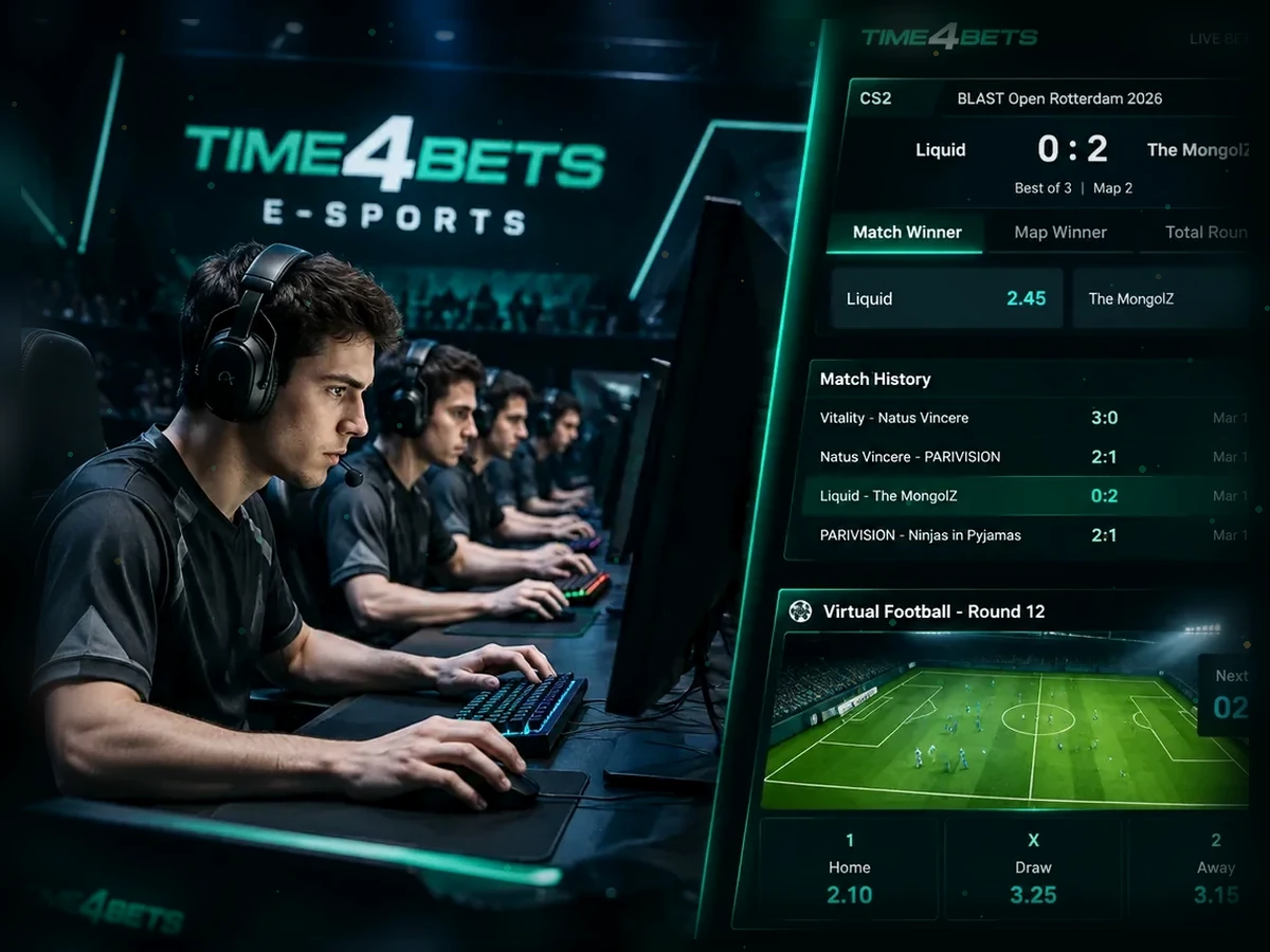 Time4Bets esports betting markets and map odds