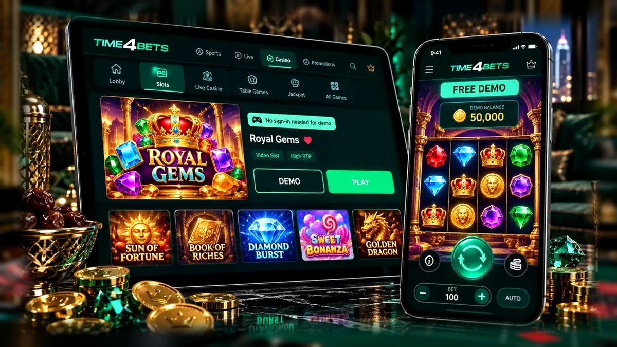 Time4Bets demo slot games on mobile and desktop