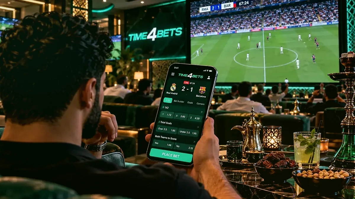 Time4Bets live football betting on mobile during a match
