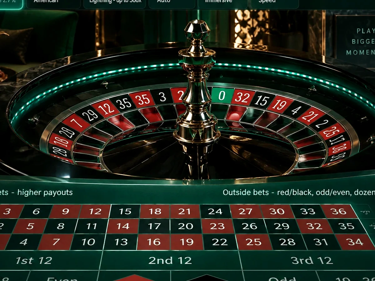 European live roulette wheel and betting layout