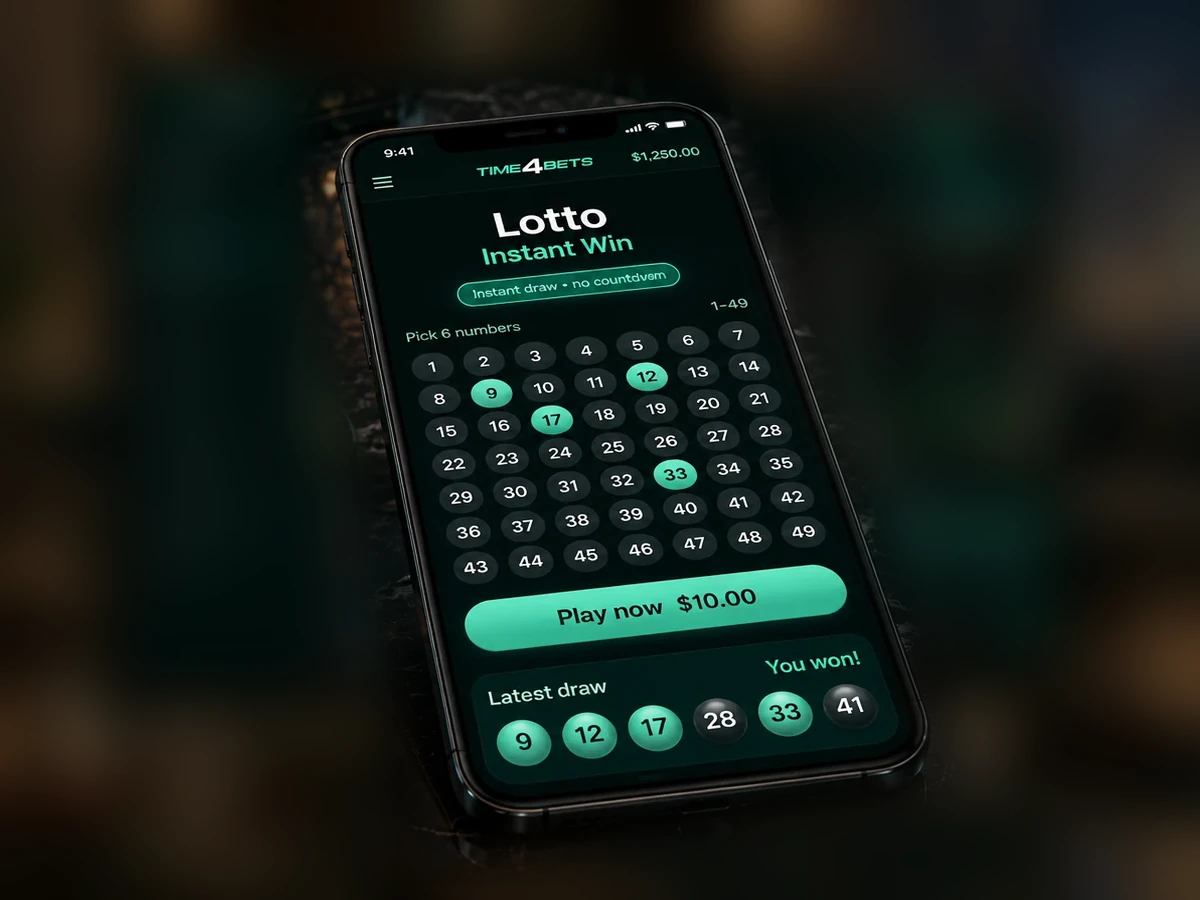 Lotto Instant Win numbers game displayed on a mobile phone
