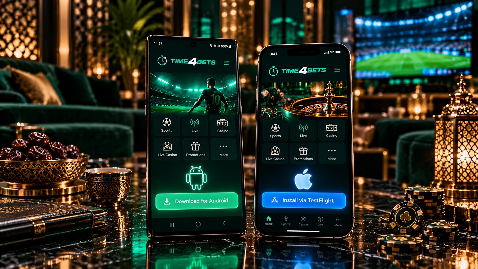 Time4Bets mobile app access on Android and iPhone
