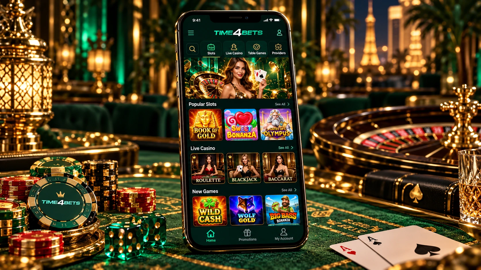Time4Bets mobile casino games and live dealer lobby