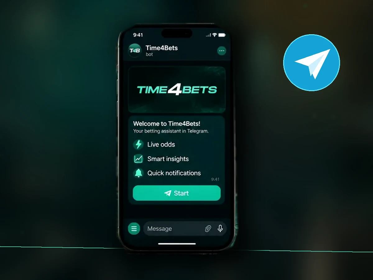 Time4Bets Telegram Web App on a smartphone in a casino lounge