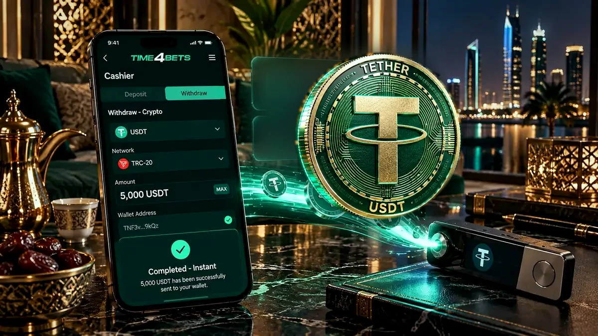 Tether USDT withdrawal to a crypto wallet at Time4Bets