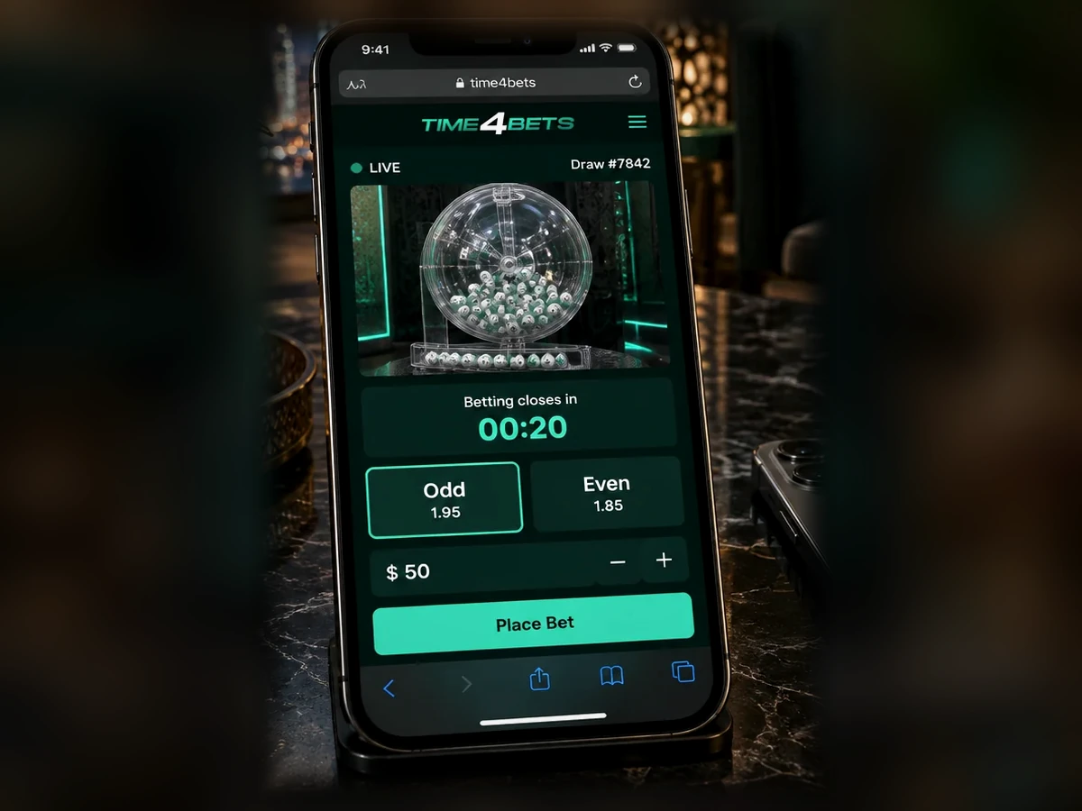 Time4Bets TV games mobile interface with live lottery betting