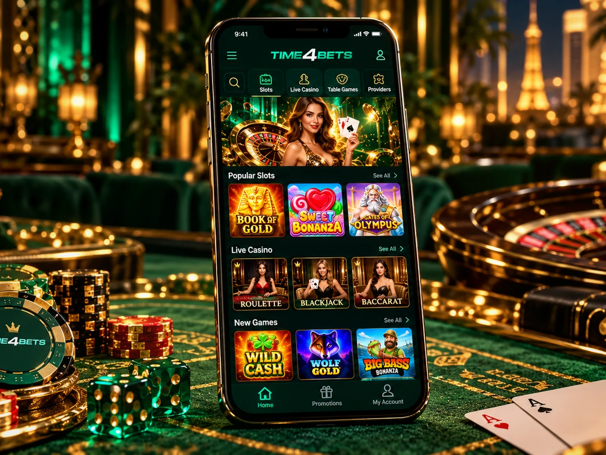 Time4Bets casino and sports sections available after login