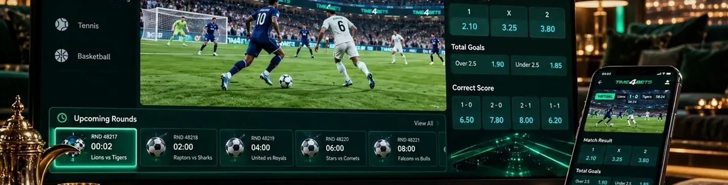 Virtual football simulation with upcoming rounds and betting odds